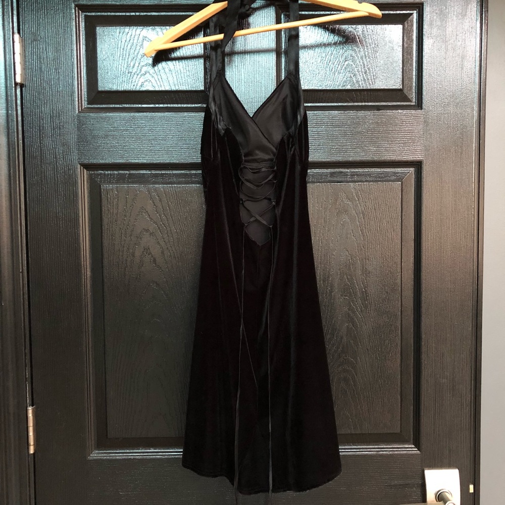 Black Velvet cocktail dress w/ Lace back